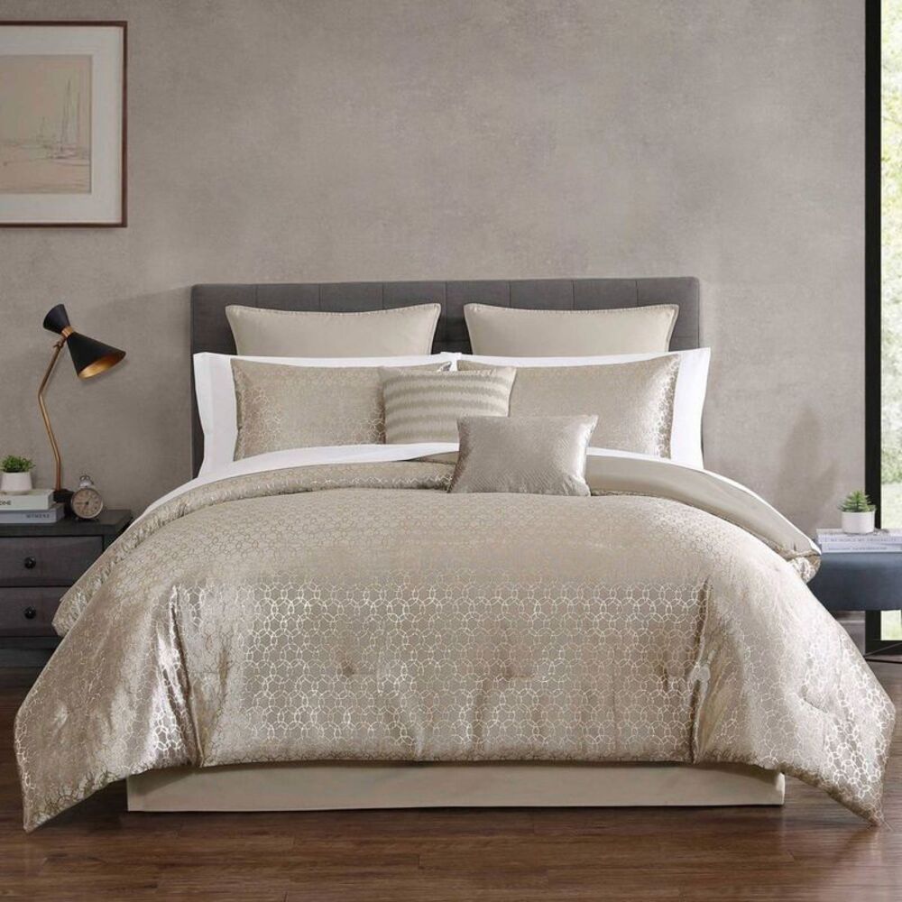 Hallmart Collectibles -  12pc King Harlan Bedding Set Gold